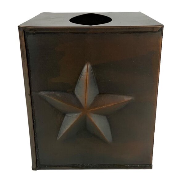 Rustic Metal Tissue Box Holder Brown Texas Star Design By CTW Home Collection - Picture 1 of 7
